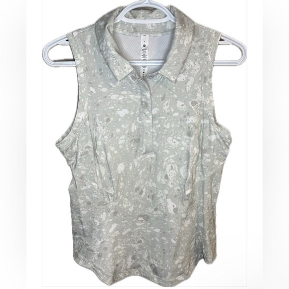 Lululemon Women’s Grey and White Sleeveless Polo Shirt Size 6 - Picture 2 of 5